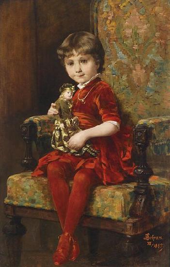 Alois Hans Schram Young Girl with Doll oil painting image